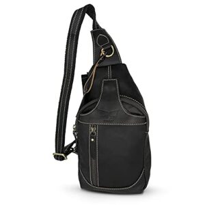 dimarcy leather cross-body sling bag casual daypack backpack chest shoulder multi-purpose timeless design small men (black)