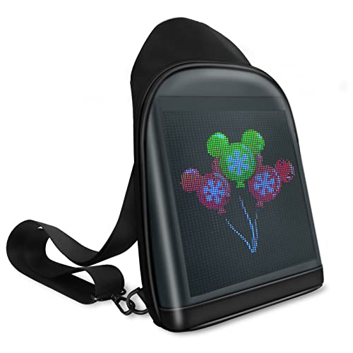 Tesinll DIY Fashion Chest Bag With LED Full-Color Screen,Casual Daypack Backpacks,Fanny Pack,Crossbody Bags for Men.