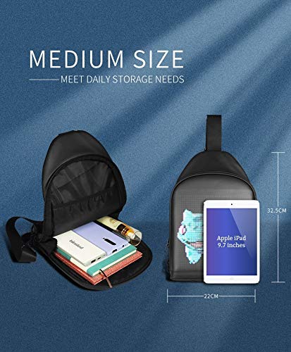 Tesinll DIY Fashion Chest Bag With LED Full-Color Screen,Casual Daypack Backpacks,Fanny Pack,Crossbody Bags for Men.