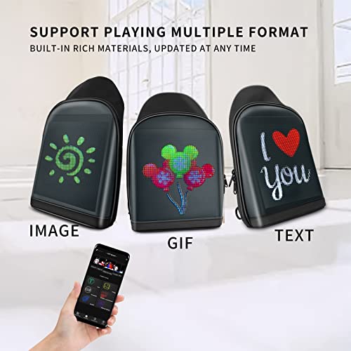 Tesinll DIY Fashion Chest Bag With LED Full-Color Screen,Casual Daypack Backpacks,Fanny Pack,Crossbody Bags for Men.