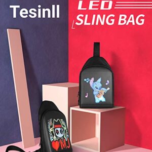 Tesinll DIY Fashion Chest Bag With LED Full-Color Screen,Casual Daypack Backpacks,Fanny Pack,Crossbody Bags for Men.