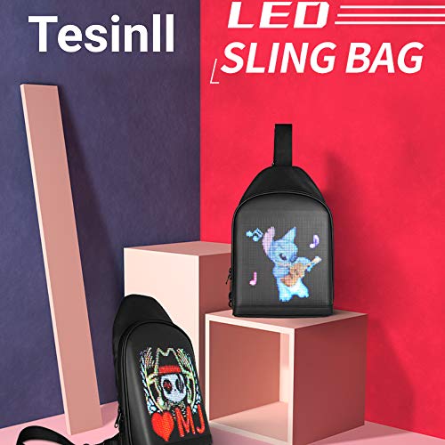 Tesinll DIY Fashion Chest Bag With LED Full-Color Screen,Casual Daypack Backpacks,Fanny Pack,Crossbody Bags for Men.