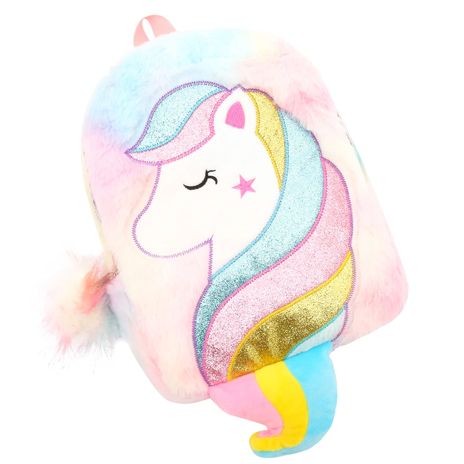 HICCUPfish CBOALOGR Cute Plush Unicorn Toddler Mini Travel Bag Princess Plush Backpack for Girls 1-6 years old (Tail-colored)…