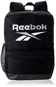 reebok training essentials unisex adult backpack, black/white, one size