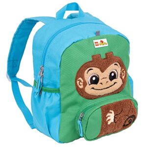 lego duplo block backpack, toddler-sized school and travel bag for boys and girls, monkey