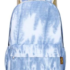 Canvas School Bag Backpack Girls or boy, Ranibow Style Unisex Fashionable Canvas Zip Backpack School College Laptop Bag for Teens Girls Students Casual Lightweight Travel Daypack Outdoor(Blue)