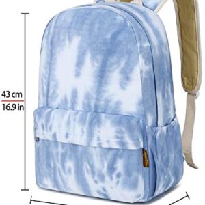 Canvas School Bag Backpack Girls or boy, Ranibow Style Unisex Fashionable Canvas Zip Backpack School College Laptop Bag for Teens Girls Students Casual Lightweight Travel Daypack Outdoor(Blue)