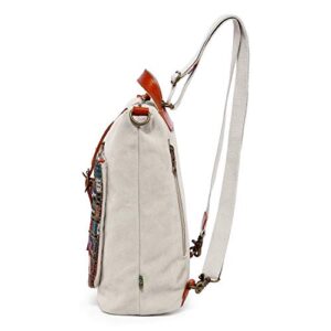 TSD Brand Four Seasons Convertible Canvas Backpack (Ivory)