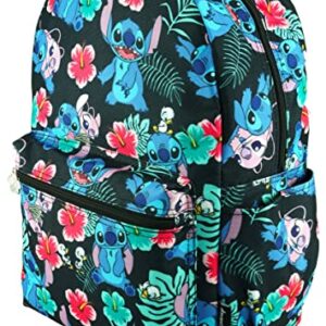 Lilo and Stitch 16 Inch Allover Print Backpack with Laptop Sleeve (Black W/Side Pockets)