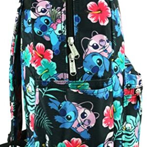 Lilo and Stitch 16 Inch Allover Print Backpack with Laptop Sleeve (Black W/Side Pockets)