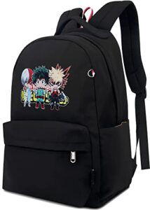 roffatide anime my hero academia backpack nylon black book bag printed school bag back pack daypack