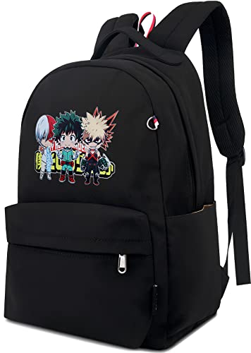 Roffatide Anime My Hero Academia Backpack Nylon Black Book Bag Printed School Bag Back Pack Daypack