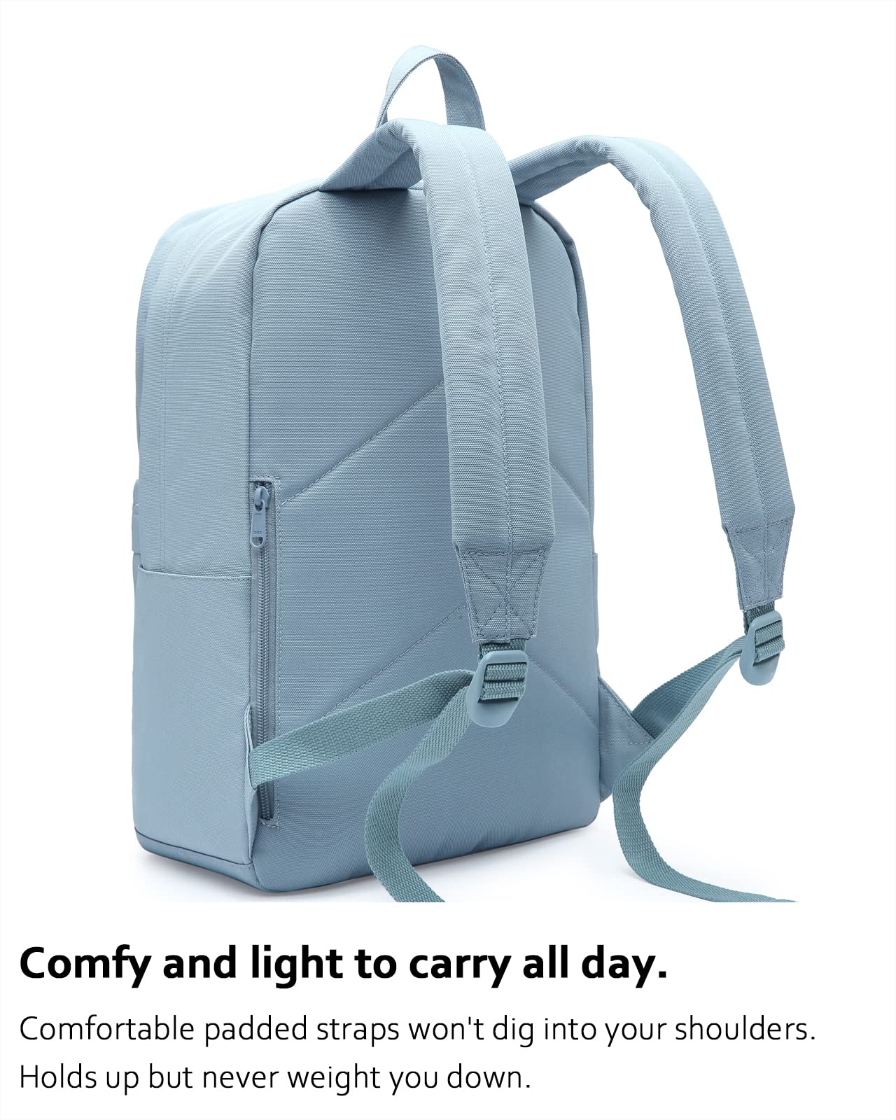 HotStyle 599s Simple Backpack, Classic Bookbag with Multi Pockets, Durable for School & Travel, Dark Pastel Blue