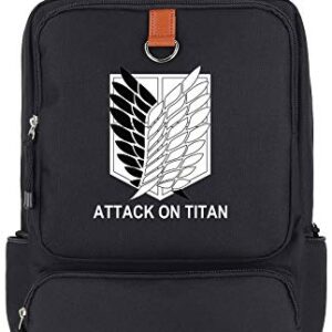 Roffatide Anime Attack on Titan Wings of Freedom Laptop Backpack Printed Schoolbag Bookbag Cosplay Rucksack Daypack Black