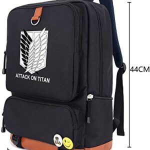 Roffatide Anime Attack on Titan Wings of Freedom Laptop Backpack Printed Schoolbag Bookbag Cosplay Rucksack Daypack Black