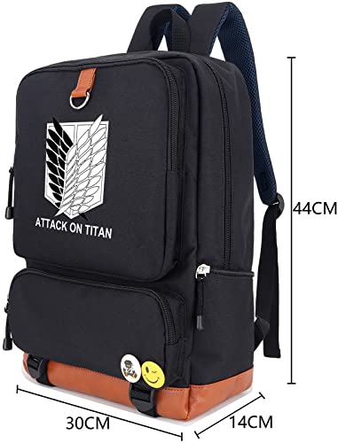 Roffatide Anime Attack on Titan Wings of Freedom Laptop Backpack Printed Schoolbag Bookbag Cosplay Rucksack Daypack Black