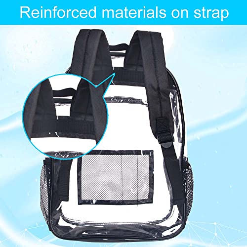 gxtvo Clear Backpack, Heavy Duty Transparent Bookbag, See Through Backpacks for Women Men - Black