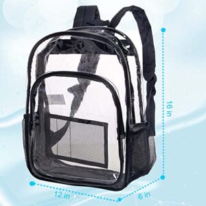 gxtvo Clear Backpack, Heavy Duty Transparent Bookbag, See Through Backpacks for Women Men - Black