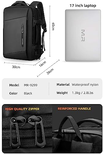 Laptop Backpack,Mark Ryden 17.3 inch Carry-on Business Backpack Men, Laptop bag with USB Charging Port, Waterproof,Hand Luggage Backpack For Men(Expandable 26L-40L)