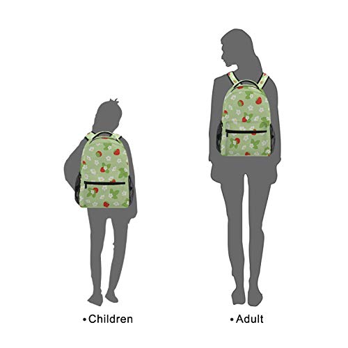 Bookbags Laptop Backpack for High School Adult Women Strawberry Green Travel College Teens Student Casual Shoulder Daypack