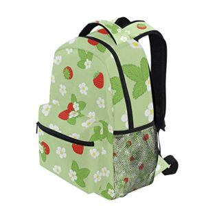 Bookbags Laptop Backpack for High School Adult Women Strawberry Green Travel College Teens Student Casual Shoulder Daypack