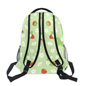 Bookbags Laptop Backpack for High School Adult Women Strawberry Green Travel College Teens Student Casual Shoulder Daypack