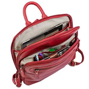 Zinda Genuine Leathers Unisex City Backpack Tablet Compatible Multiple Pockets Bookbag Satchel Daypack (Red)