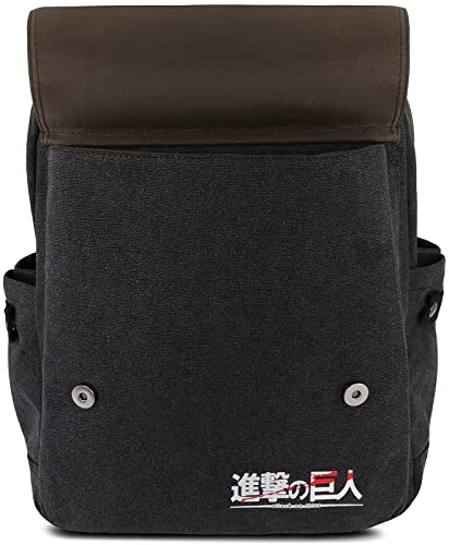 Roffatide Anime Attack on Titan Wings of Freedom Backpack for Men Printed Schoolbag Canvas Backpack Daypack with Headphone Hole Black