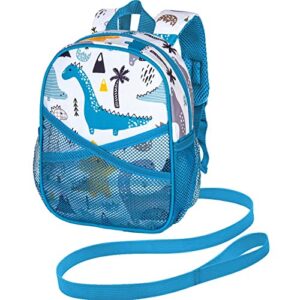 agsdon toddler backpack with leash, 9.5" baby dinosaur safety leashes removable tether bookbag