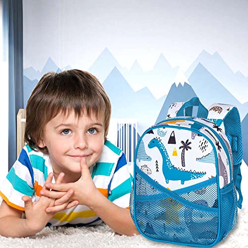 AGSDON Toddler Backpack with Leash, 9.5" Baby Dinosaur Safety Leashes Removable Tether Bookbag