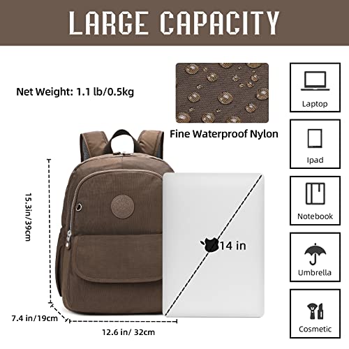 Vendra Moka Compact Hiking Nylon Waterproof Laptop Backpack Purse for Women and Men, Small Lightweight Travel Casual Outdoor Dayback