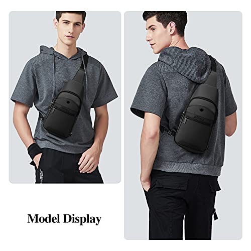 Pinprin Men’s Sling Bag Casual Crossbody Backpack Water-resistant Shoulder Chest Bag