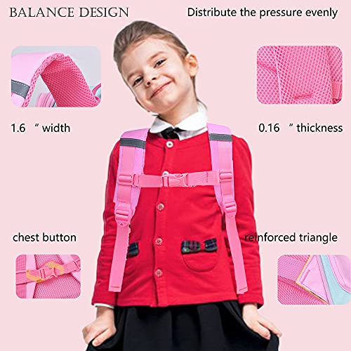 HT HONOR . TRUST Girls Backpack 16inch for 5 6 7 8 years old Backpacks Kids Elementary School Bag for Girls Pink Children BookBag