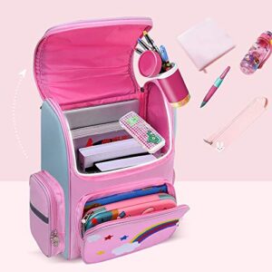 HT HONOR . TRUST Girls Backpack 16inch for 5 6 7 8 years old Backpacks Kids Elementary School Bag for Girls Pink Children BookBag