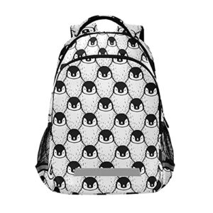 mnsruu school backpack with chest strap, cute penguin print laptop backpack, travel hiking backpack for boys girls, rucksack, knapsack