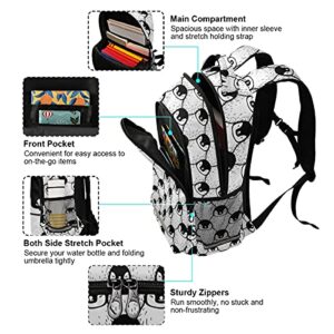 MNSRUU School Backpack with Chest Strap, Cute Penguin Print Laptop Backpack, Travel Hiking Backpack for Boys Girls, Rucksack, Knapsack