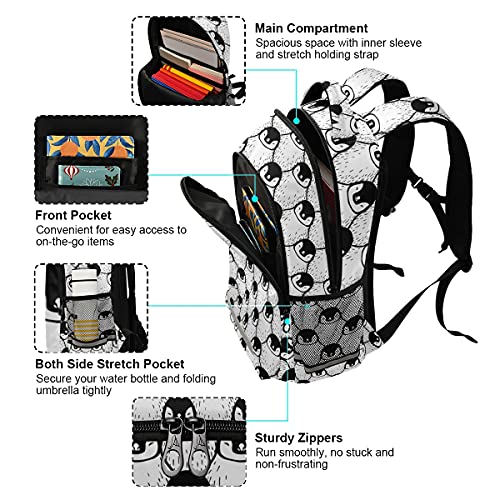 MNSRUU School Backpack with Chest Strap, Cute Penguin Print Laptop Backpack, Travel Hiking Backpack for Boys Girls, Rucksack, Knapsack