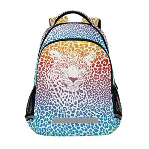 alaza leopard print cheetah animal rainbow colorful backpack purse for women men personalized laptop notebook tablet school bag stylish casual daypack, 13 14 15.6 inch