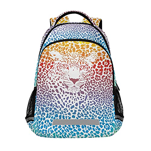 ALAZA Leopard Print Cheetah Animal Rainbow Colorful Backpack Purse for Women Men Personalized Laptop Notebook Tablet School Bag Stylish Casual Daypack, 13 14 15.6 inch