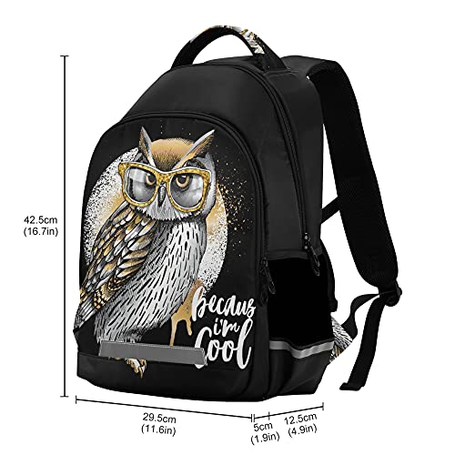 ALAZA Gold And Silver Owl Moon Quote Backpack Purse for Women Men Personalized Laptop Notebook Tablet School Bag Stylish Casual Daypack, 13 14 15.6 inch