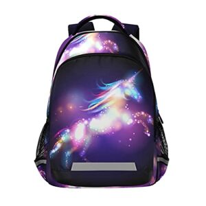 mchiver unicorn backpack for girls boys rainbow galaxy lightweight school bookbag with adjustable chest strap for elementary kids - durable 16.7 inch