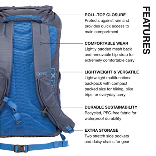 Exped Typhoon 25 | Lightweight Travel Backpack | Waterproof Backpack | Multifunctional Backpack, Navy, 25L