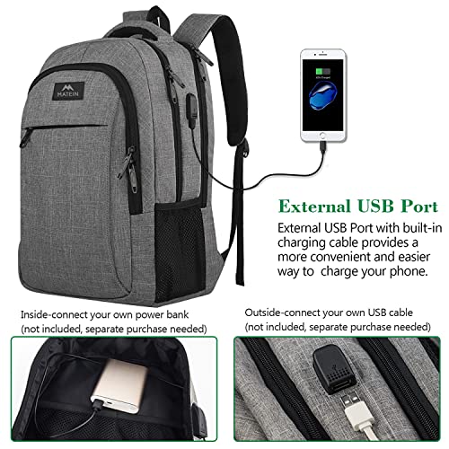 MATEIN Travel Laptop Backpack, Business Anti Theft Slim Durable Laptops Backpack with USB Charging Port, Lunch Backpack, Insulated Cooler Backpack Lunch Box Laptop Backpack
