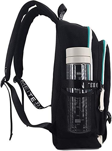 Roffatide Anime Demon Slayer Backpack for Boys Printed Schoolbag Laptop Rucksack with USB Charging Port & Headphone Port Black