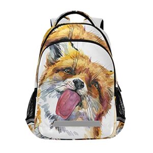 alaza cute fox watercolor animal backpack purse for women men personalized laptop notebook tablet school bag stylish casual daypack, 13 14 15.6 inch