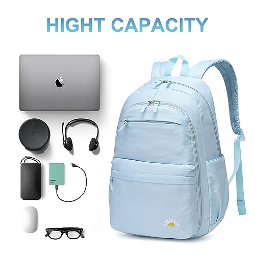 Caran·Y Kids' Backpacks Multipurpose, Waterproof,Spacious Lightweight School Bookbag for 15.6-inch Laptop,Bottle Side Pockets and Suitable for Ages 6 and Up Girl Boy Toddler Backpack（Aqua Blue）