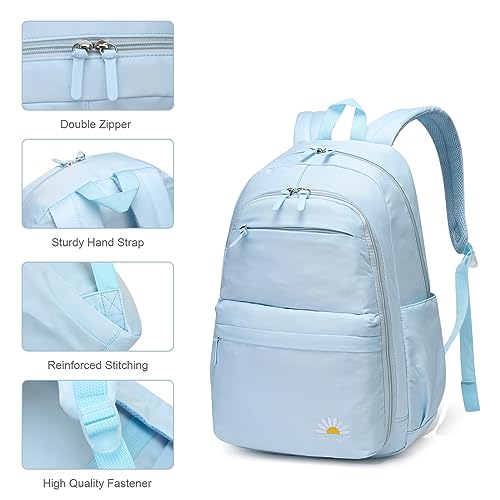 Caran·Y Kids' Backpacks Multipurpose, Waterproof,Spacious Lightweight School Bookbag for 15.6-inch Laptop,Bottle Side Pockets and Suitable for Ages 6 and Up Girl Boy Toddler Backpack（Aqua Blue）