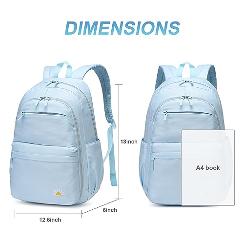Caran·Y Kids' Backpacks Multipurpose, Waterproof,Spacious Lightweight School Bookbag for 15.6-inch Laptop,Bottle Side Pockets and Suitable for Ages 6 and Up Girl Boy Toddler Backpack（Aqua Blue）