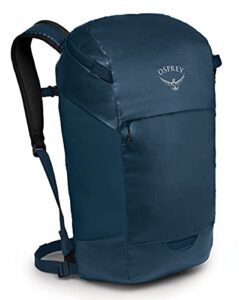osprey transporter small zip top laptop backpack, venturi blue, one size