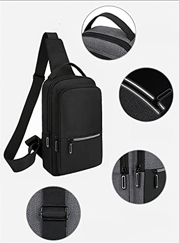 YERCHIC Small Sling Backpack Multipurpose Crossbody Chest Shoulder Bag Travel Hiking Daypack with Reflective Strip (Black)